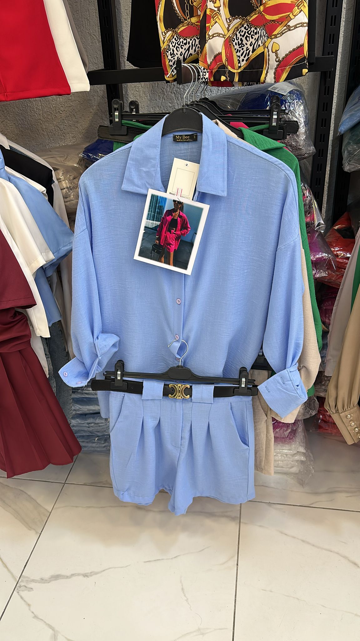 Shirt Oversize & High-Waisted Shorts Set woman clothes