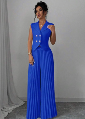 Double-Breasted Pleated Palazzo Suit