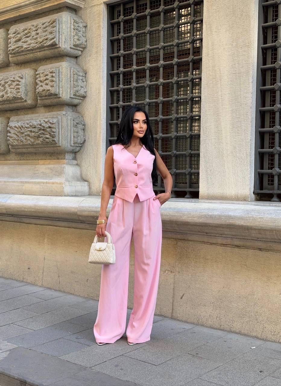 Blush Pink Sleeveless Pantsuit Set