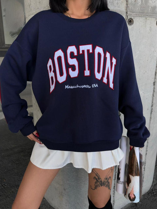 Boston Graphic Back-Zip Sweatshirt