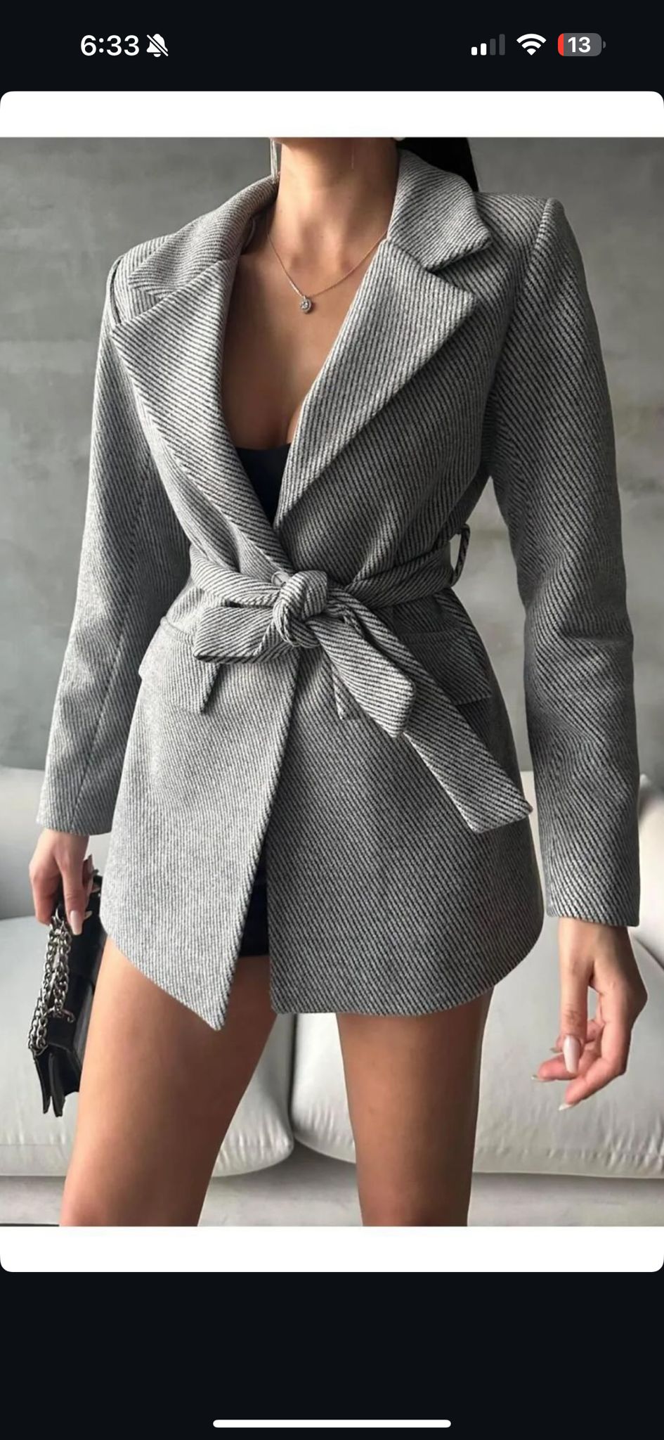 Belted Herringbone Blazer