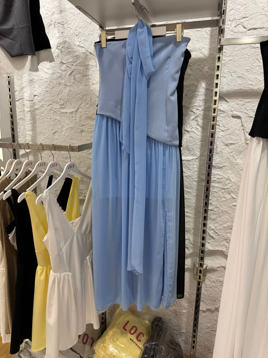 Strapless Chiffon Maxi Dress