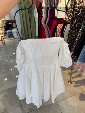 Dress Lace Corset Puff Sleeve Mini