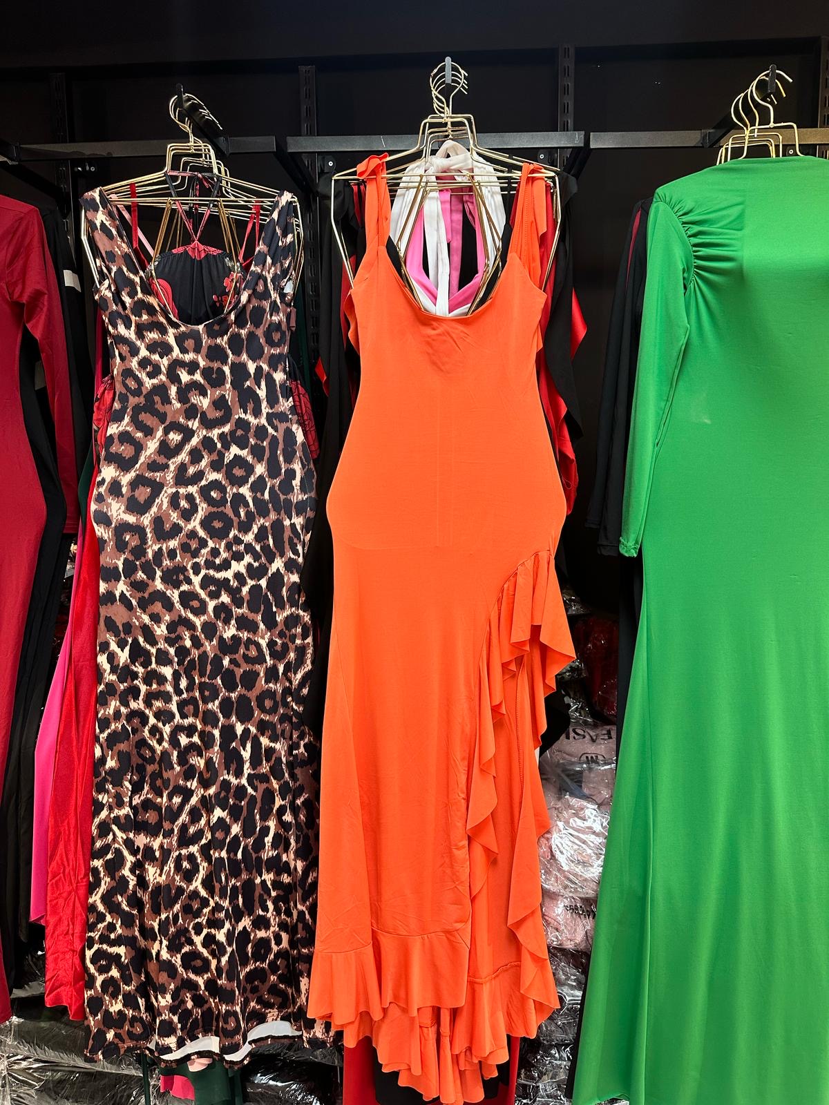 Ruffled Shoulder Asymmetrical Maxi Dress