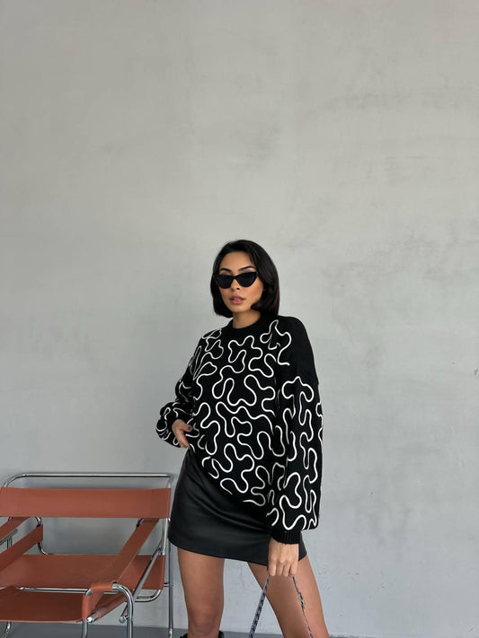 Abstract Pattern Knit Sweater