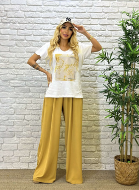 Feel Good Graphic Tee & Wide-Leg Pants Set