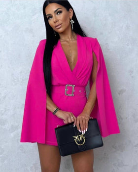 Dress Belted Cape Blazer