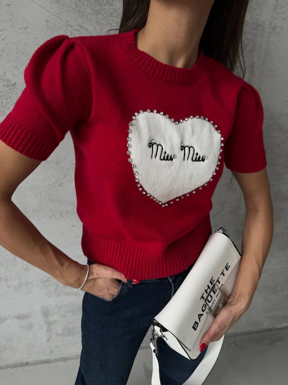 Heart Embellished Knit Top