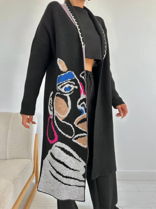 Abstract Art Long Cardigan