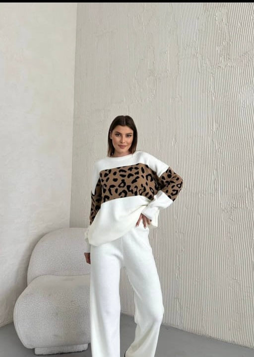 Leopard Panel Knit Sweater