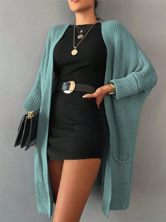 Cozy Open-Front Knit Cardigan with Pockets