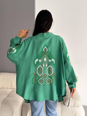 Embroidered Oversized Shirt Rose blouse
