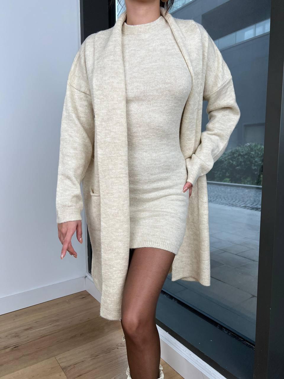 Luxe Knit Sweater Dress and Cardigan Set