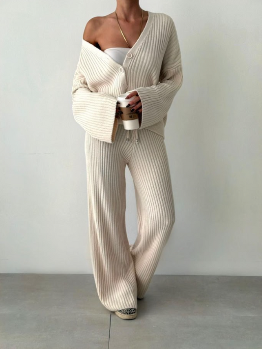 Ribbed Knit Two-Piece Lounge Set