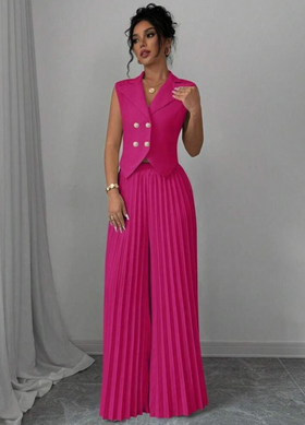 Double-Breasted Pleated Palazzo Suit