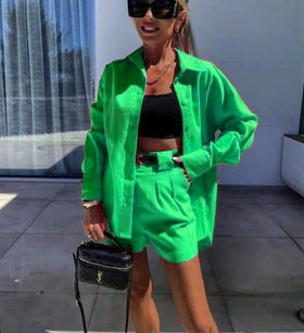 Shirt Oversize & High-Waisted Shorts Set woman clothes