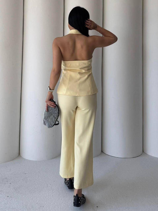 Sky Blue Sleeveless Pantsuit Set