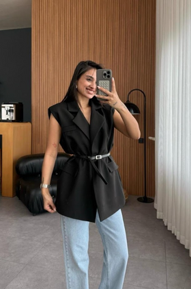 Blazer Belted Sleeveless Vest
