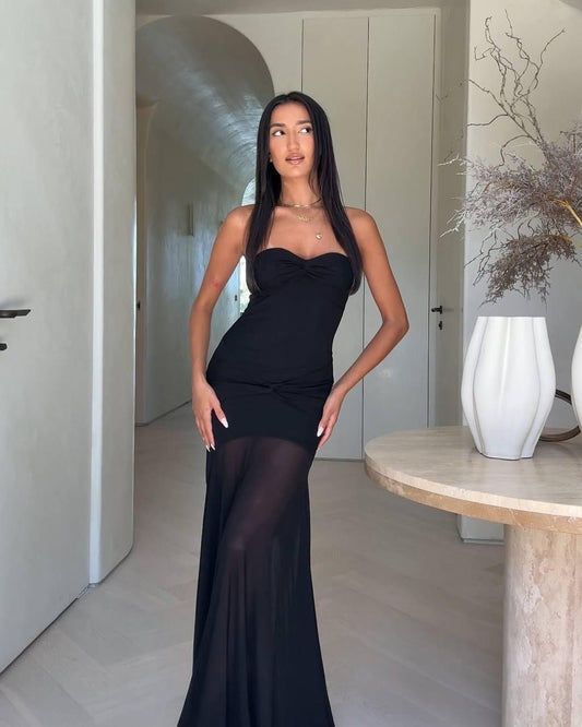 Strapless Sheer Panel Gown