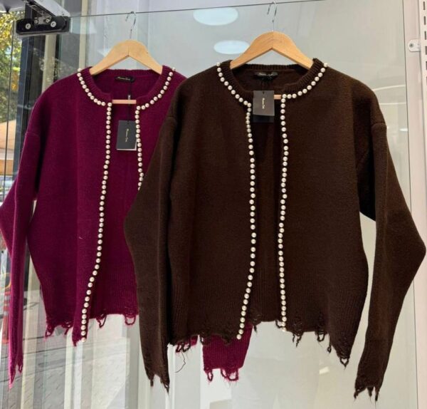 Pearl Trim Cardigan - Image 2