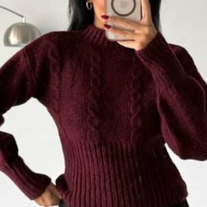 Crimson Cable Knit Sweater