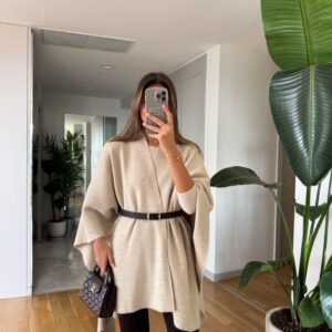Elegant Belted Knit Cape