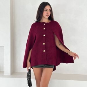 Charcoal Wool-Blend Cape Coat