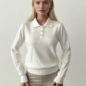 Classic Ribbed-Collar Knit Top