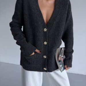 Embellished Button Knit Cardigan