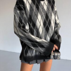 Cozy Diamond-Knit Oversized Sweater