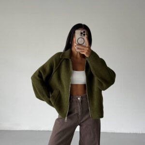 Oversized Wool Zip Jacket