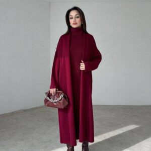 Burgundy Knit Maxi Set