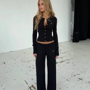 Ribbed Gold-Button Fitted set