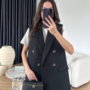 Structured Double-Breasted Textured Vest