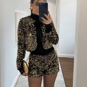 Midnight Sparkle Sequin Shorts Set