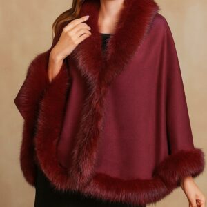 Luxe Faux-Fur Trim Cape