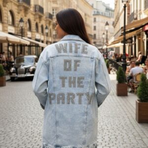 "Wife of the Party" Studded Denim Jacket
